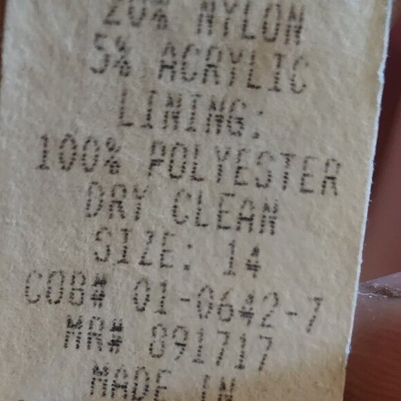 Women's Size 14 J.G. Hook Cream/Gray/Pink Wool Blend Full Length Coat - Picture 7 of 11